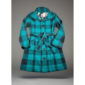 VTG Original Penguin Wool Trench Coat Women M Fully Lined Buffalo Plaid-NWOT